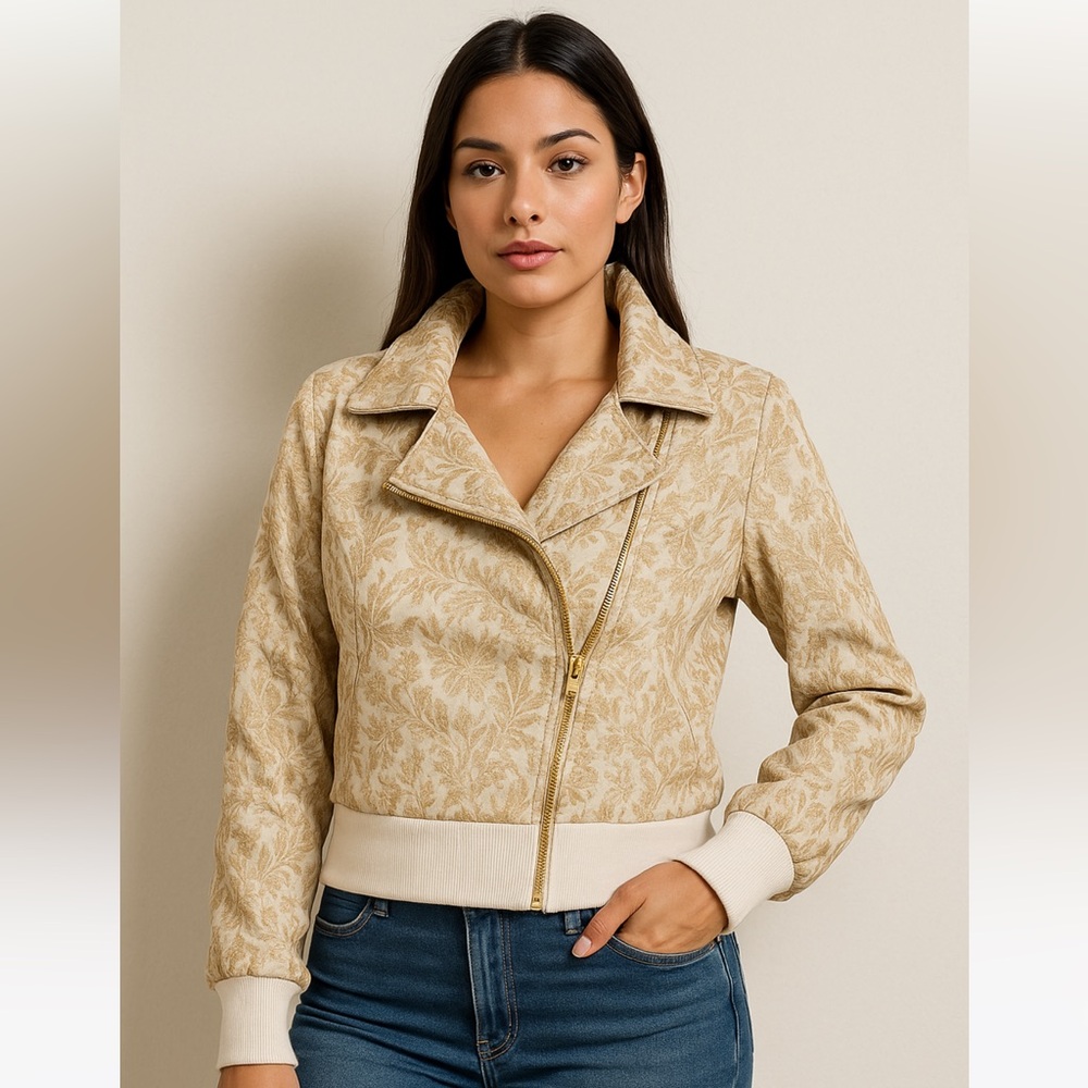 Cream Gold ZIP Up Jacket